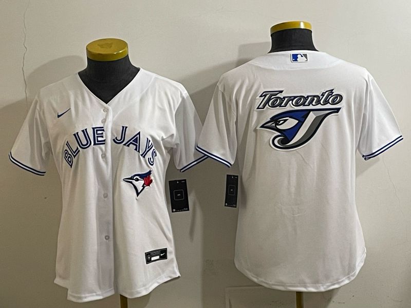 Women 2025 Nike Toronto Blue Jays Blank White Game MLB Jersey 011